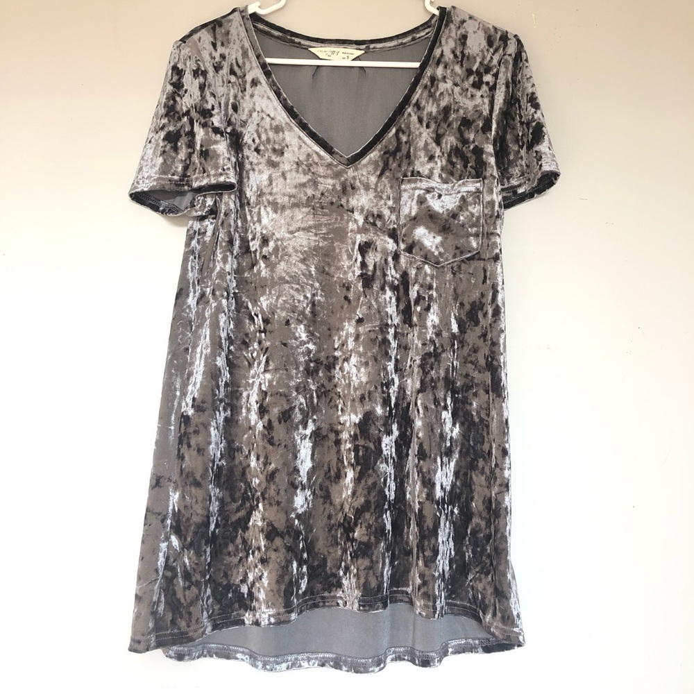 Crushed velvet T-shirt dress